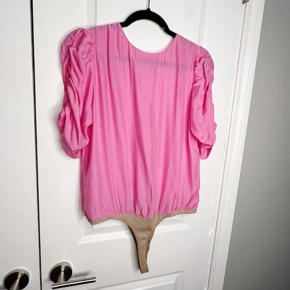 Amanda Uprichard Arabella Bodysuit Pompei Pink Size Large Silk - Picture 7 of 9